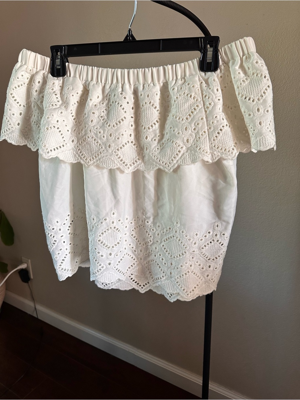 Forever 21 White Eyelet Off-Shoulder Top